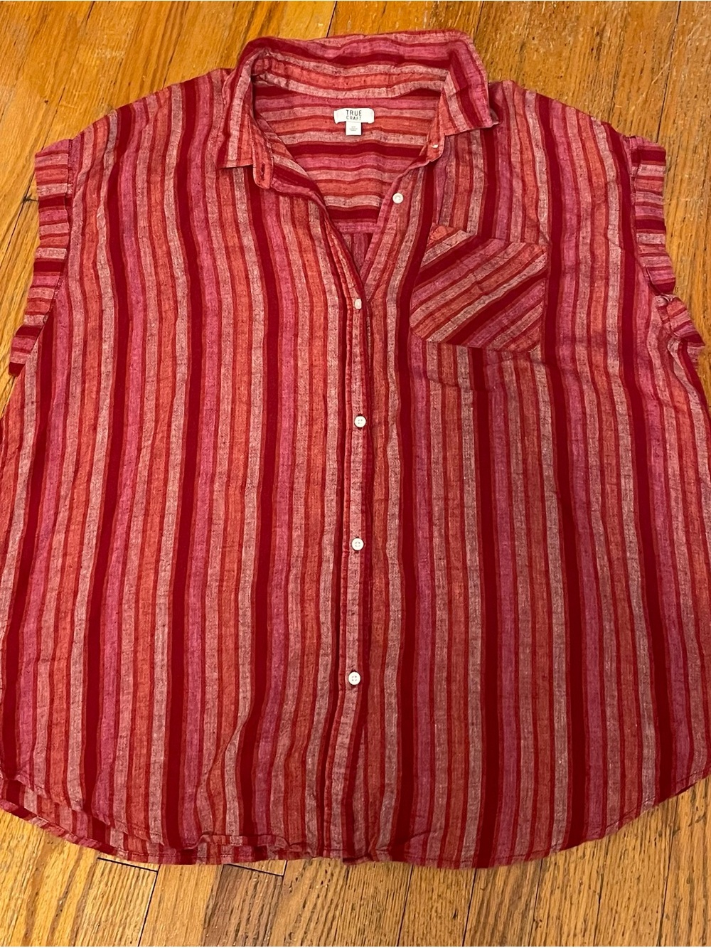 True Craft Red Striped Button-Down Women’s Shirt